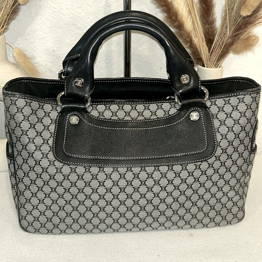 Céline Vintage Macadam  Shoulder Bag Black